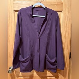 Cuddl Duds two snap closure Purple Cardigan with Pockets women’s M